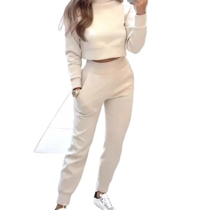 Chándales informales de manga larga para mujer, nuevo diseño elegante, conjunto de 2 piezas al por mayor, chándales de algodón orgánico 100% - Product Image 1