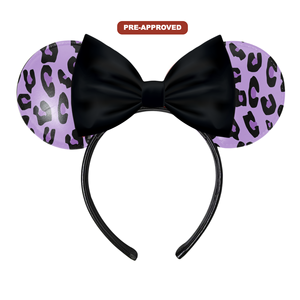 Diadema de leopardo morado DIY para niñas, accesorio de moda personalizado de vinilo negro para pintar, para niños - Product Image 1