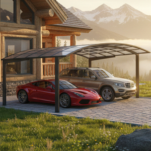 Structure stable, cadre en aluminium, abri de voiture extérieur, toiture en polycarbonate résistant aux UV, certifié CE, <span class=keywords><strong>garage</strong></span> moderne et simple - Product Image 2