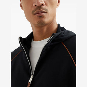 Alta calidad 100% algodón polar pesado doble cremallera Streetwear sudaderas con capucha ajustadas regulares sudaderas con cremallera personalizadas hombres - Product Image 4