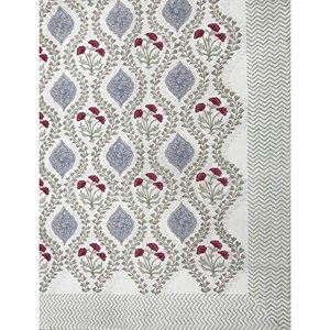 ผ้าปูที่นอนคู่ลายดอกไม้คลาสสิก พิมพ์ลายด้วยมือ ผ้าฝ้าย 100% พร้อมปลอกหมอน สไตล์พรีเมียมสำหรับใช้ในบ้าน - Product Image 2