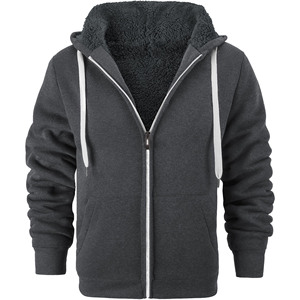 เสื้อสเวตเตอร์มีฮู้ดผ้าฝ้ายผสมขนแกะมีฮู้ดแบบพอดีตัวเสื้อฮู้ดของผู้ชายมีกระเป๋าผ้าถักพิมพ์ลายธรรมดา - Product Image 1