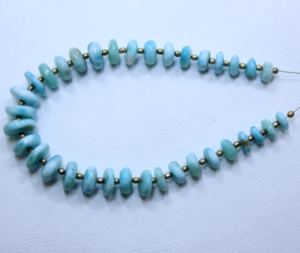 Cuentas de piedras preciosas de Larimar natural, forma de neumático suave, cuentas sueltas de 6X10MM, 7 pulgadas aprox. Longitud - Product Image 1