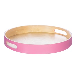Bandeja de fibra de bambú de bobina natural al por mayor para banquetes de boda y eventos, bandejas de servicio redondas hiladas producidas en Vietnam - Product Image 4