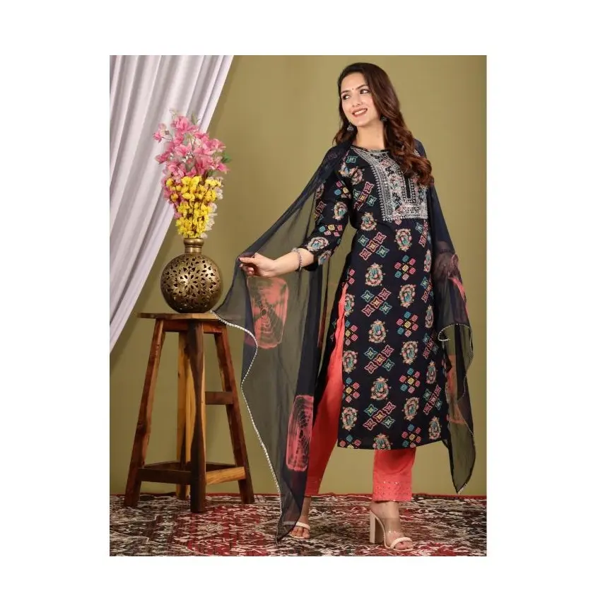 Độc quyền chất lượng tốt nhất Ấn Độ Pakistan salwar kameez cho phụ nữ với dupatta tương phản với thiết kế tùy chỉnh có sẵn