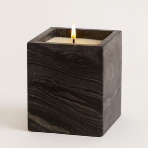 Pot à bougie en marbre rouge foncé artisanal, carré, porte-cire parfumé avec des veines blanches pour la décoration de la maison, cadeau de luxe pour spa, fabriqué en Inde - Product Image 3