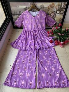 Designer New Coord Set Top en coton mousseline lourde imprimée de bonne qualité avec plazzo en mousseline de coton imprimé (entièrement cousu) - Product Image 6