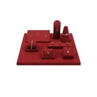 VANLOCY Présentoir de luxe pour boucles d'oreilles piercing Collier Présentoir de comptoir à bijoux Accessoires Présentoir à bijoux en microfibre rouge