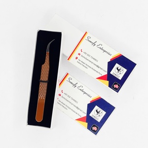 Pinzas para Pestañas Somofy Enterprises, de Acero Inoxidable Japonés, 10 mm de Ancho, Curvas, con Punta Dentada, Color Marrón Oscuro, Última Técnica - Product Image 3
