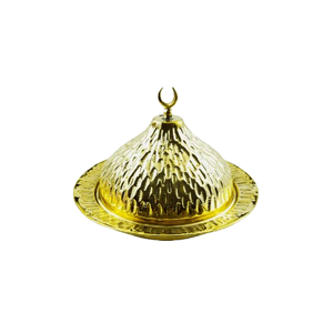Dinner Table Eco-Friendly Minimalist Design Aluminum Metallic Gold Finished Decorative Fruit Serving <b>Bowl</b> <b>with</b> Metal <b>Lid</b> - Product Image 4