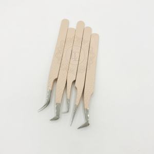 Handmade Sustainable Peach Powder Coating Silver Point <b>Tweezer</b> Customizable Private Label Stainless Steel Eyelash <b>Tweezers</b> - Product Image 6