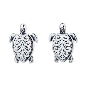 Orecchini a Perno Trendy a Forma di Tartaruga in Argento Sterling con Placcatura in Rodio, Ideali per Matrimoni, Fidanzamenti, Feste o Come Regalo - Product Image 1