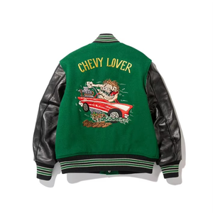 แจ็กเก็ตทีมโรงเรียนขนแกะสีดำสำหรับผู้ชายไซส์ใหญ่พิเศษดีไซน์ลายทางสีแดงสำหรับฤดูหนาว100% ถัก - Product Image 2