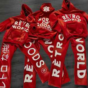 Sweats à capuche en coton sans cordon surdimensionnés épais en polaire épaisse brodée pour hommes - Product Image 5