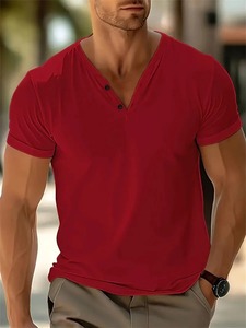 เสื้อทีเชิ๊ตผู้ชายผ้าแคนวาสแบบกระดุมเปิดใหม่สำหรับเสื้อโปโลแขนสั้นสีพื้นกันยับสำหรับเสื้อโปโลทรงหลวมฤดูร้อน - Product Image 4