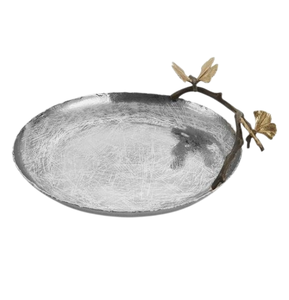 Bandeja decorativa de metal de aluminio Chapado en plata con diseño de arte natural simple para uso en cocina y mesa - Product Image 4