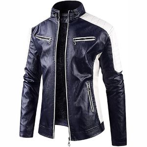 Mode à la mode 2025 moto veste en cuir col montant avant Logo imperméable écologique unisexe - Product Image 5