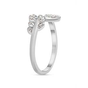 Anillo de banda de hoja geométrica chapada en rodio y oro de platino para mujer, inserción de circón para compromiso de boda o regalo - Product Image 3