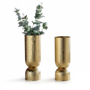 Jarrón de Metal Dorado con Forma de Campana, Lujoso, para Decoración del Hogar y Sala de Estar, Estilo Moderno y Vintage, Macetas Decorativas de Hierro y Latón - Product Image 3