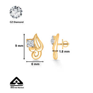 Pendientes de Diamantes para Niñas - Pequeños Diamantes Verdes en Oro Amarillo - Product Image 5