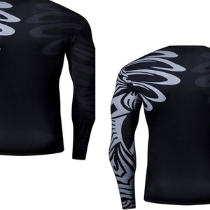 Custom Logo <b>Men's</b> Rash Guard Heat-Transfer Printed Spandex Gym <b>Compression</b> <b>Shirts</b> Long MMA Rash Guard 180g Quick Dry Breathable - Product Image 4