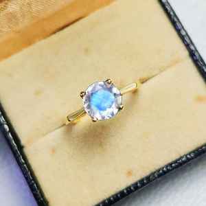 Piedra lunar de corte redondo, piedra preciosa, anillo llamativo de plata, piedra preciosa Natural curativa, anillo de ajuste de punta, anillo bohemio de plata 925 hecho a mano - Product Image 5