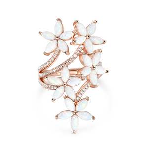 Jeulia Sweet-Smelling <b>Opal</b> Floral <b>Ring</b> in Rose <b>Gold</b> Plated Sterling Silver - Product Image 1