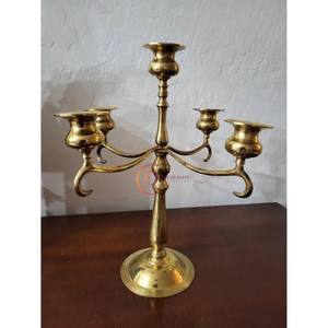 Fantastic Design Brass Classic Home Decoration Candelabra Superb Quality 5 Arms <b>Gold</b> Polished <b>Candle</b> Jar Lightning Decorative - Product Image 1