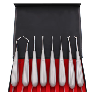 Élévateurs de racines chirurgicaux dentaires de qualité supérieure 8 pièces en acier inoxydable pour l'extraction de dents atraumatiques professionnelles - Product Image 1