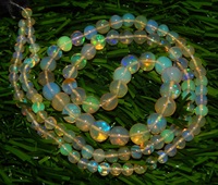 Perles de pierre d'opale éthiopienne perles rondes lisses de feu naturel bijoux en opale de haute qualité