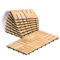 Dalles de terrasse en bois d'acacia emboîtables - Surface lisse, design moderne, revêtement de sol extérieur de haute qualité