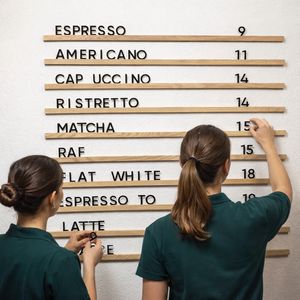 Tablero de Menú para Restaurante y Cafetería, Rieles de Madera Montados en la Pared, Exhibición de Menú en Pared de Roble - Product Image 4