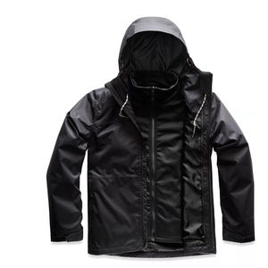 100% Polyester taffetas imperméable à manches longues col montant veste de pluie noir haute rue Style pour l'hiver saison des pluies - Product Image 1