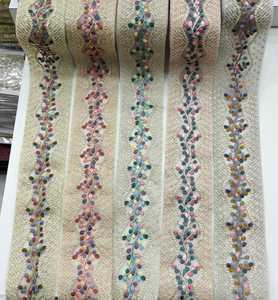 Custom Made Floral Embroidered Thread Work <b>Laces</b> with Multi Coloured Options with Sequins Embroidery in 1.5 Inch Width - Product Image 4