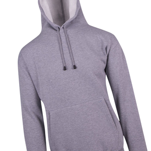 Sweat à capuche gris unisexe en molleton de coton premium, sweat-shirt à capuche uni, vêtements décontractés d'hiver, coupe régulière, style streetwear, vente en gros - Product Image 4