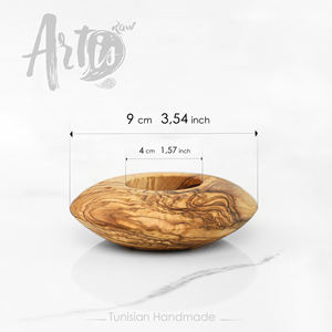 Artisraw Tunisie Porte-bougies chauffe-plat en bois d'olivier, Lanternes élégantes et pots à bougies - Product Image 2