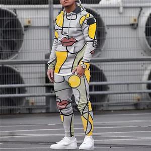 Conjunto Deportivo Informal para Hombre, Talla Grande, Ropa Deportiva con Estampado 3D, Conjunto de 2 Piezas, Sudadera con Capucha y Pantalones, Tejido de Punto - Product Image 3