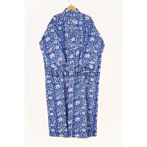 Elegante Kimono de Algodón 100% Puro con Estampado Floral Hecho a Mano para Mujer, Bata de Baño hasta la Rodilla con Cuello en V, Ropa de Dormir para Damas - Product Image 5