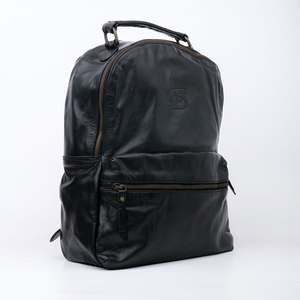 High Quality Black Stylish <b>Leather</b> Polyester <b>Backpack</b> for <b>Men</b> Real <b>Designer</b> Custom Logo Large Capacity Waterproof for Traveling - Product Image 1