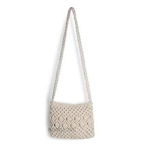 Sac à main carré en coton beige de haute couture, conçu sur mesure, avec franges, durable et doux pour un usage quotidien ou pour les mariages - Product Image 1