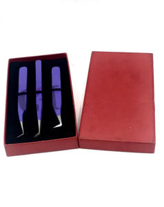 Meilleur 45 degrés pourpre poudre revêtement pince à épiler extension de cils 45 degrés droite en acier inoxydable Logo personnalisé Instrument de beauté - Product Image 2