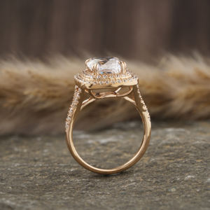 Cojín de plata de ley corte laboratorio cultivado diamante doble halo ajuste lujoso anillo de compromiso anillo de regalo para mujeres certificado IGI - Product Image 2