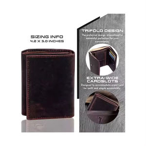 กระเป๋าสตางค์หนังสั้นสำหรับผู้ชายดีไซน์วินเทจดีไซน์แบบทนทานป้องกัน RFID จากการเย็บที่แข็งแรงเป็นพิเศษงานแฮนด์เมด - Product Image 4