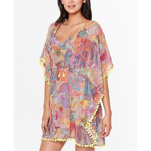 Copricostume da donna Rod Beattie Bleu Blue taglia piccola con bordo in pompon e stampa tecnica - Product Image 3