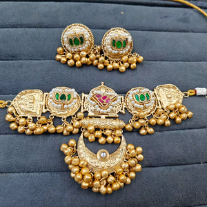 Collar Jadau Kashmir para Mujer, Joyería Nupcial India, Collar Tradicional Polki Kundan, Collar de Moda - Product Image 1