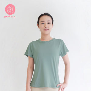 ขายร้อนเสื้อโยคะแขนสั้นเรียบง่ายสีเขียวโยคะสวมใส่เป็นมิตรกับสิ่งแวดล้อม - Product Image 1