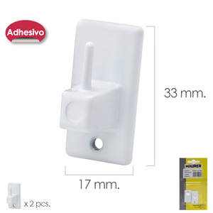 Crochets adhésifs blancs pour rideaux / rideaux transparents (lot de 2 sous blister) - Product Image 1