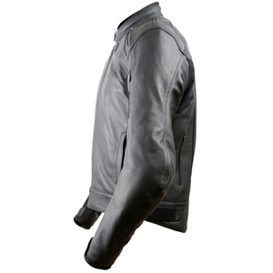 Veste de moto en cuir véritable XL sur mesure, fermeture à glissière décontractée, imperméable, équipement de moto en cuir pleine fleur - Product Image 3