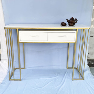 Contemporary White Marble Top <b>Console</b> <b>Table</b> with Gold Painted Frame Living Room Furniture for Entry Decorative <b>Table</b>-CST019 - Product Image 4