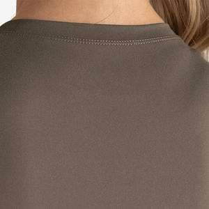 Design personnalisé Logo Taupe femmes Gym t-shirt extensible pleine longueur manches courtes col rond polyester nouveau décontracté Yoga entraînement t-shirt - Product Image 3